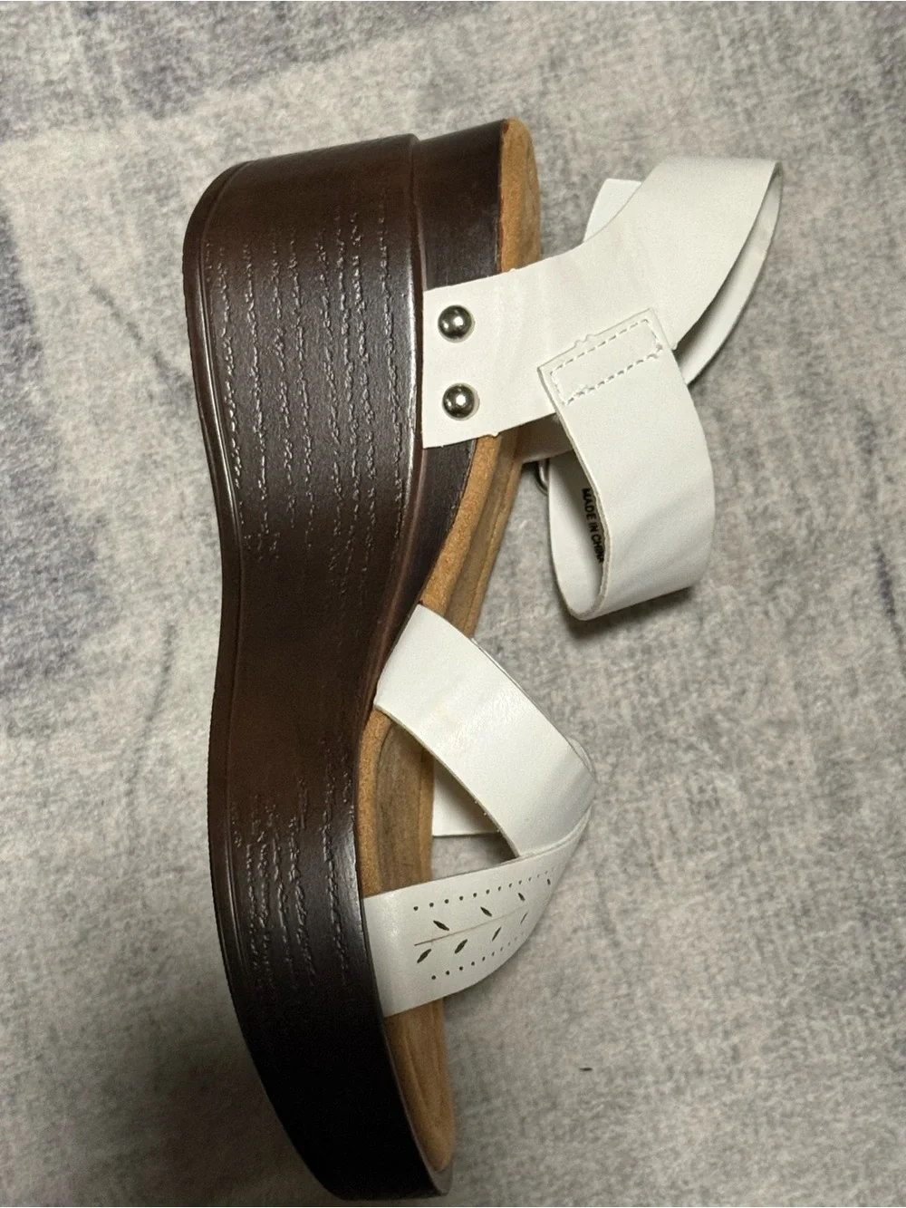 White Perforated Crisscross Ankle Strap Sandal